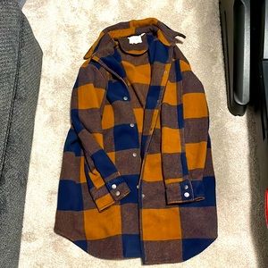 RD Style Plaid Coatigan, Size Large